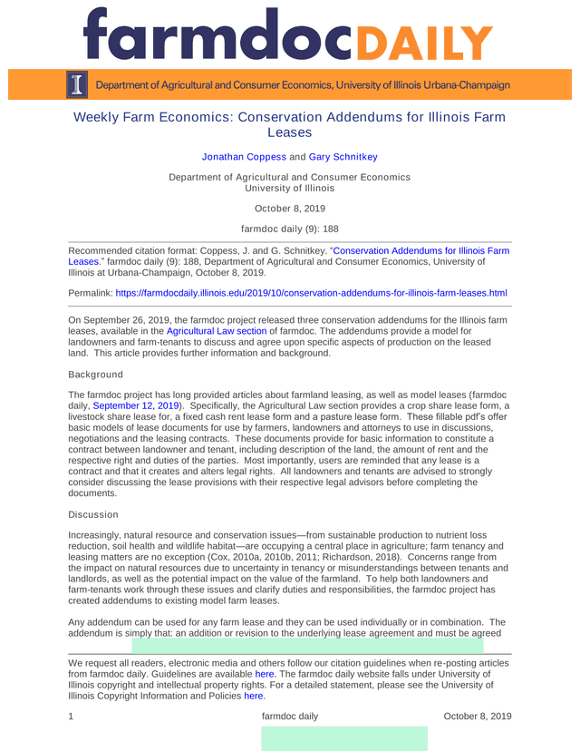 Conservation Addendums For Illinois Farm Leases screenshot