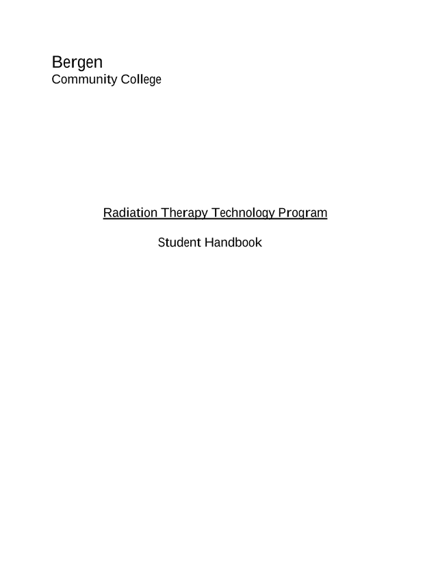 Radiation Therapy Technology Student Handbook screenshot