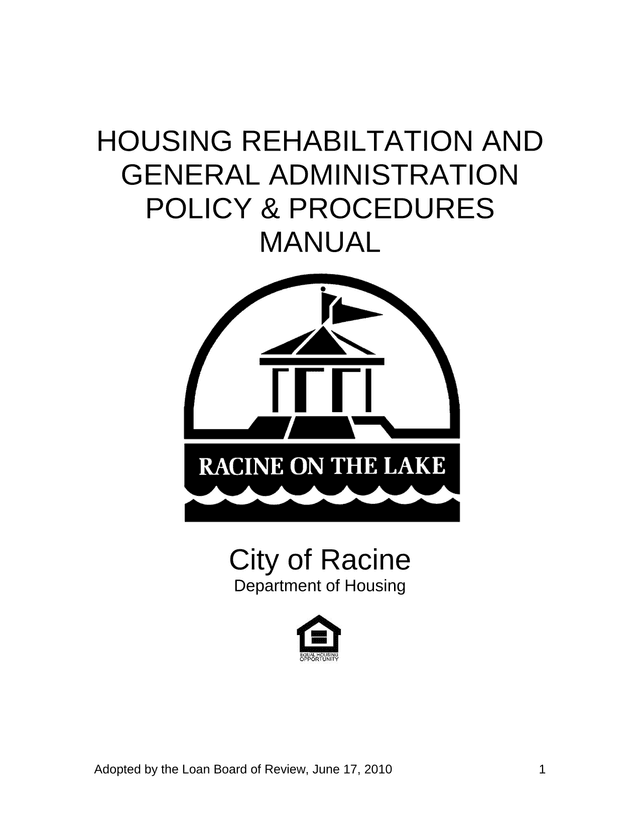 Housing Rehabilitation And General Administration Policy  Procedures Manual screenshot