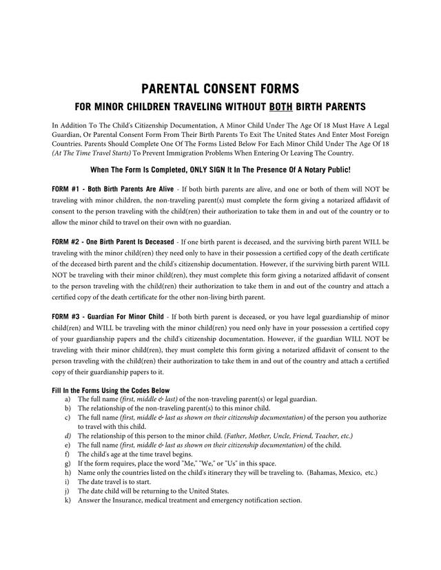 Parental Consent Forms For Minor Children Traveling Without Both Birth Parents screenshot