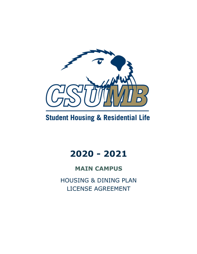 MAIN CAMPUS HOUSING  DINING PLAN LICENSE AGREEMENT screenshot