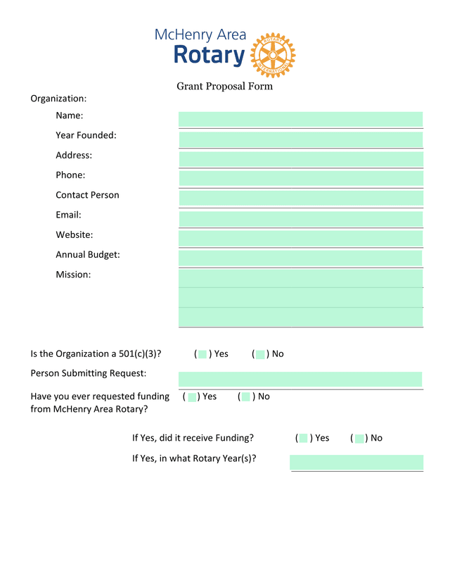 Grant Proposal Form screenshot
