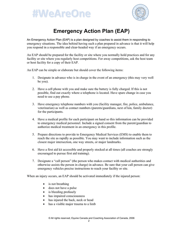 Emergency Action Plan (EAP) screenshot