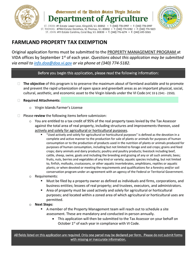 FARMLAND PROPERTY TAX EXEMPTION screenshot