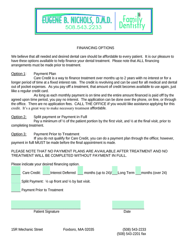 Financing Options screenshot