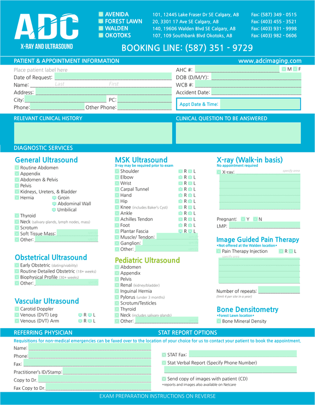 Diagnostic Imaging Referral Form screenshot