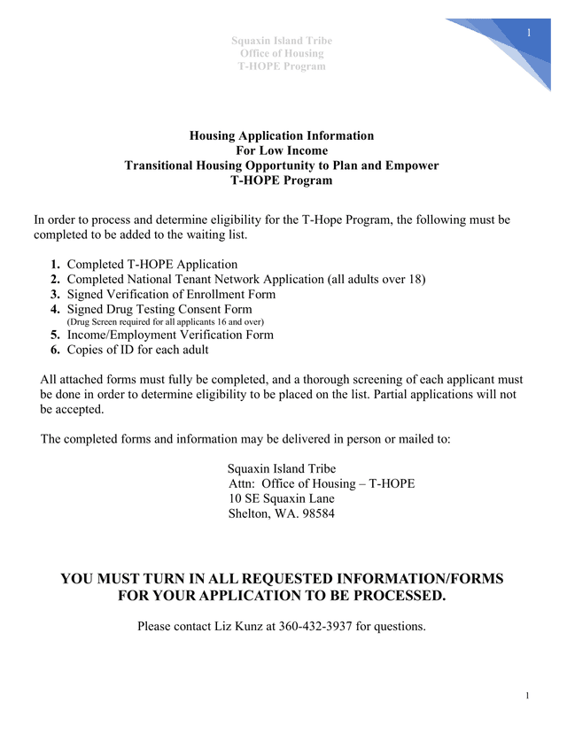 Housing Application Information For Low Income Transitional Housing Opportunity To Plan And Empower  screenshot