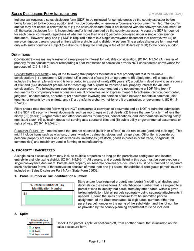 Sales Disclosure Form Instructions screenshot
