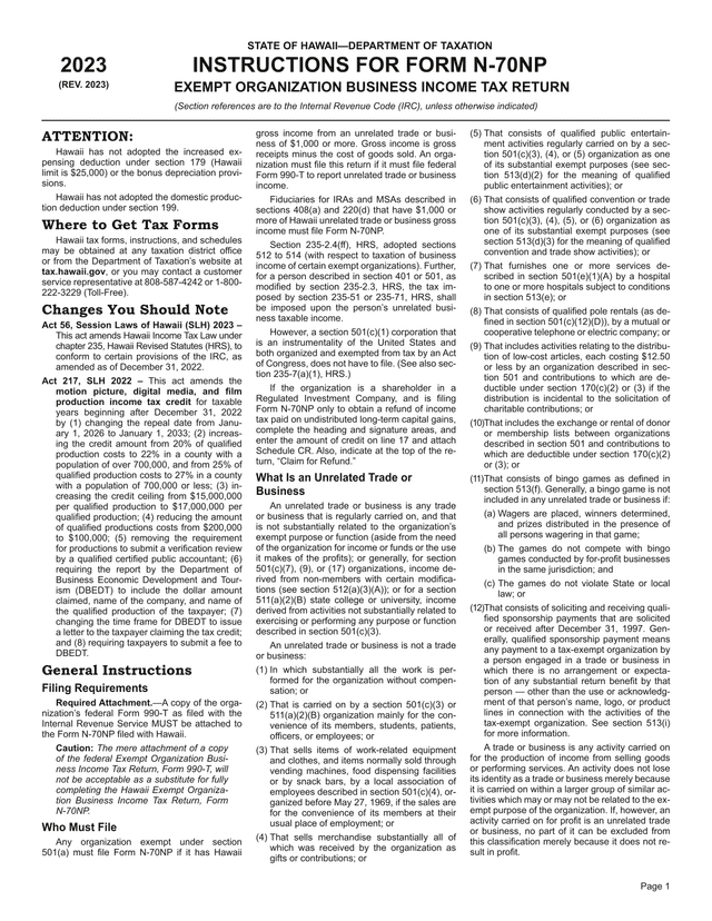 Form N 70NP   Exempt Organization Business Income Tax Return screenshot