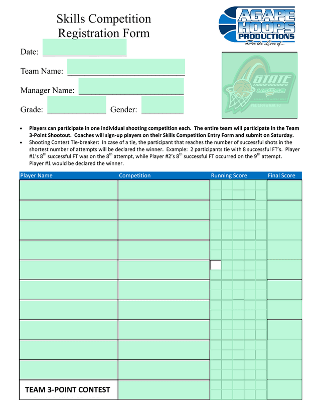 Skills Competition Registration Form screenshot