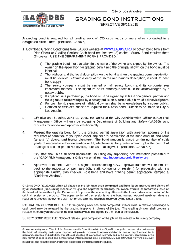 Grading Bond Instructions screenshot