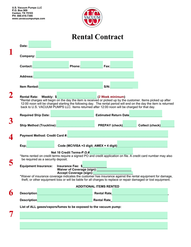 Rental Contract screenshot