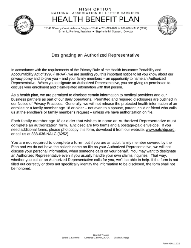 Designating An Authorized Representative screenshot