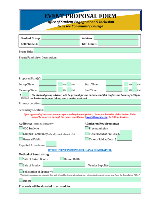 EVENT PROPOSAL FORM screenshot