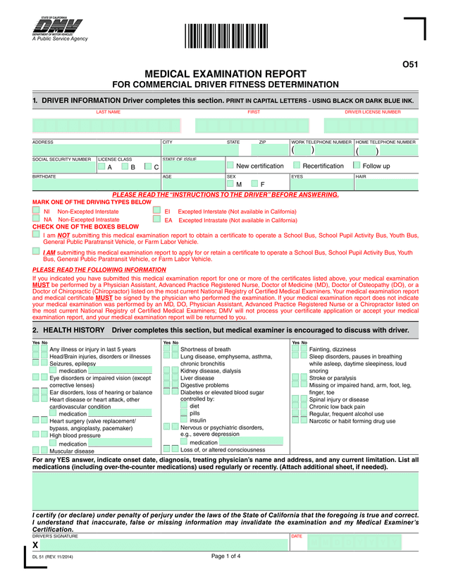 Medical Examination Report For Commercial Driver Fitness Determination screenshot