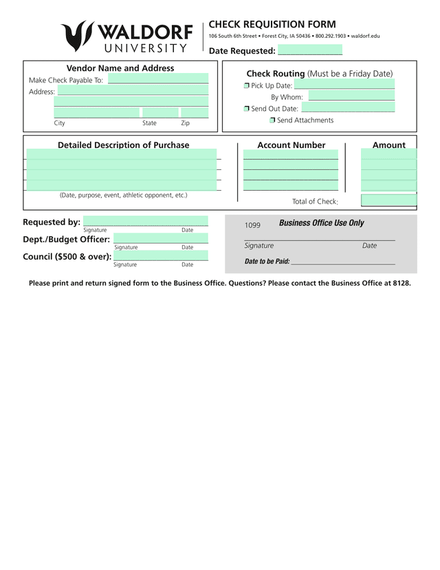 Check Requisition Form screenshot