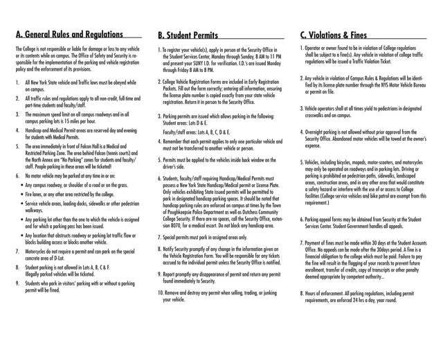 Campus Vehicle And Parking Regulations screenshot