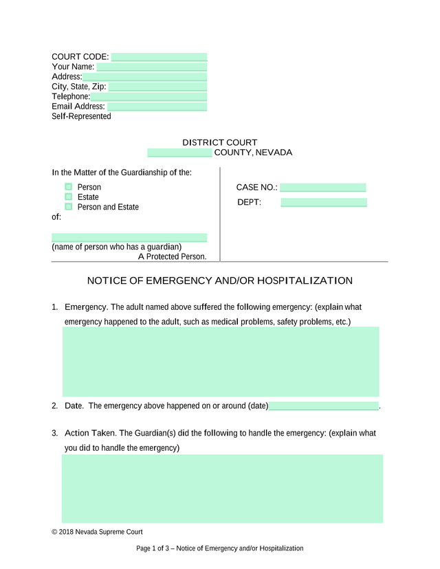 Notice Of Emergency AndOr Hospitalization screenshot