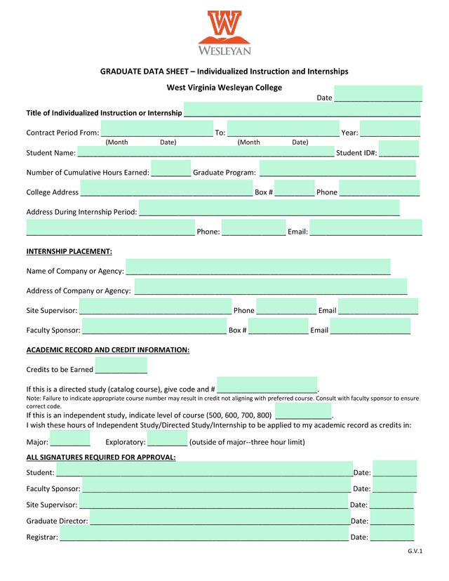 Graduate Data Sheet  Individualized Instruction And Internships screenshot