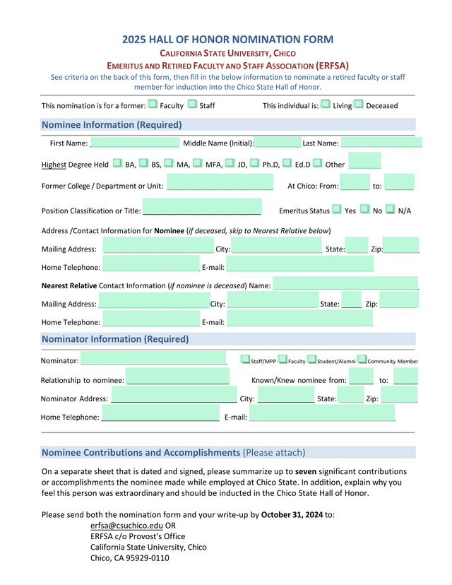 2025 Hall Of Honor Nomination Form screenshot