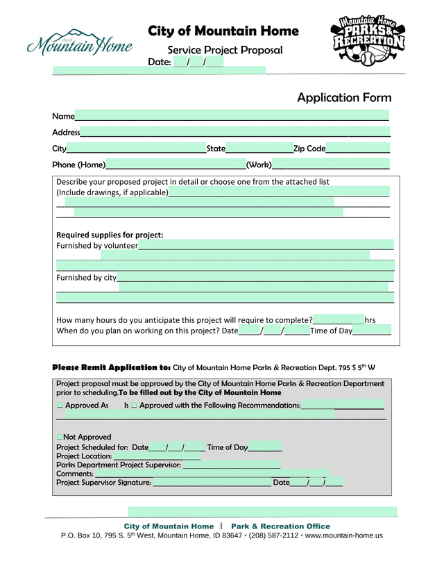 City Of Mountain Home Service Project Proposal screenshot