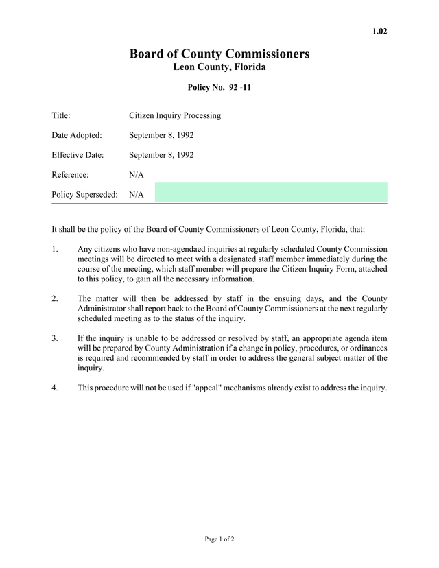 Citizen Inquiry Processing screenshot