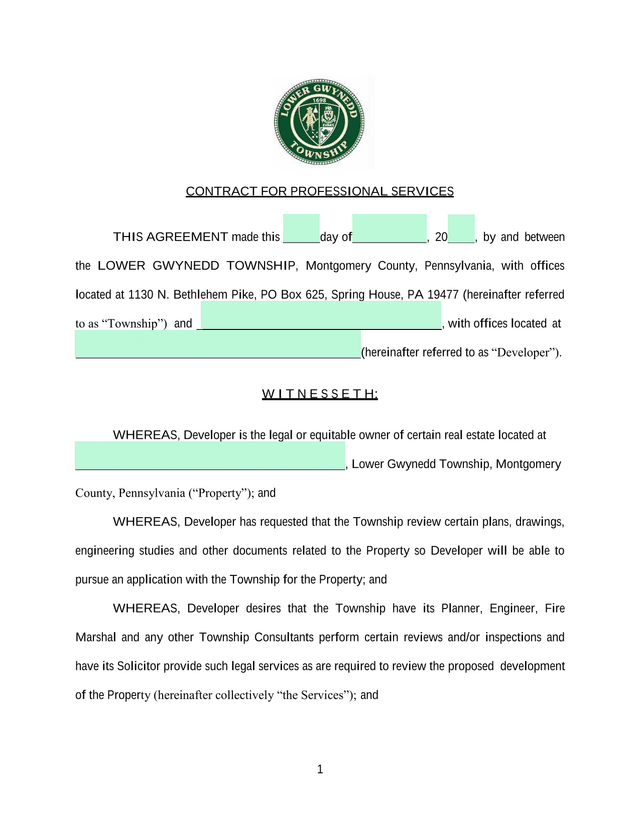 Contract For Professional Services screenshot