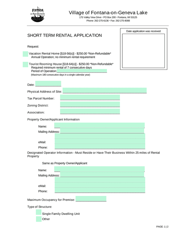 Short Term Rental Application screenshot