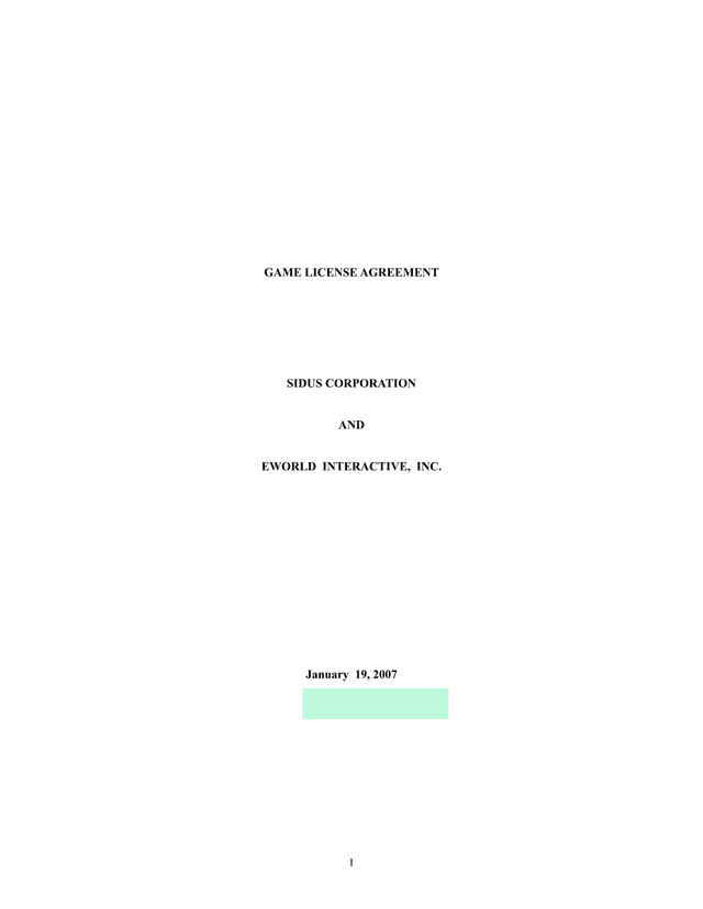 Game License Agreement screenshot