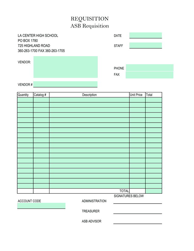 ASB Requisition screenshot