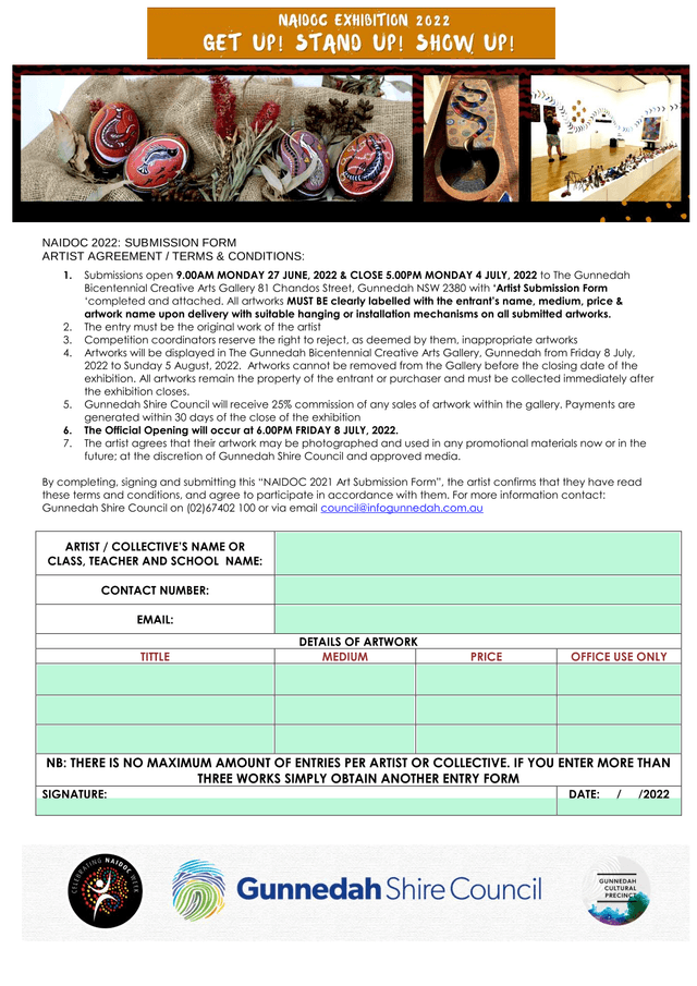 NAIDOC 2022 SUBMISSION FORM screenshot