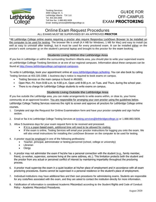 Guide For Off Campus Exam Proctoring screenshot