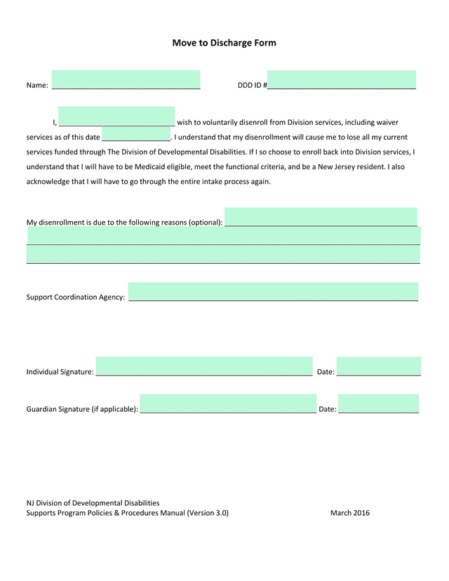 Move To Discharge Form screenshot