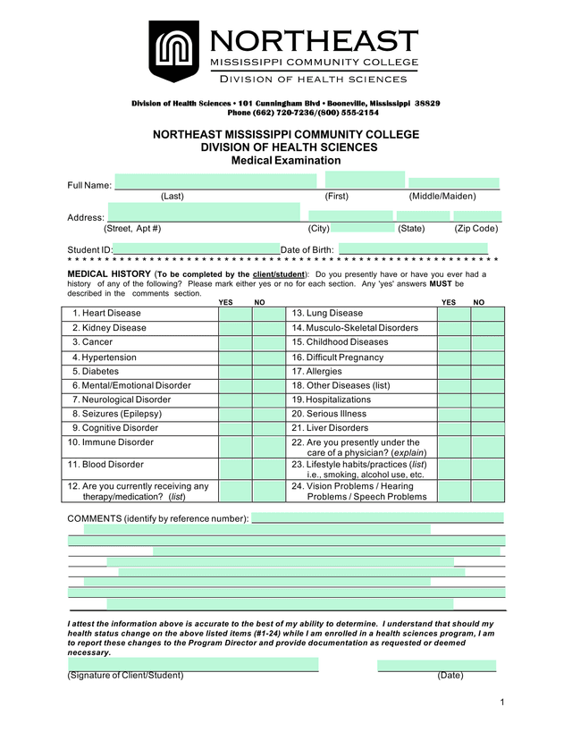 Medical Examination screenshot