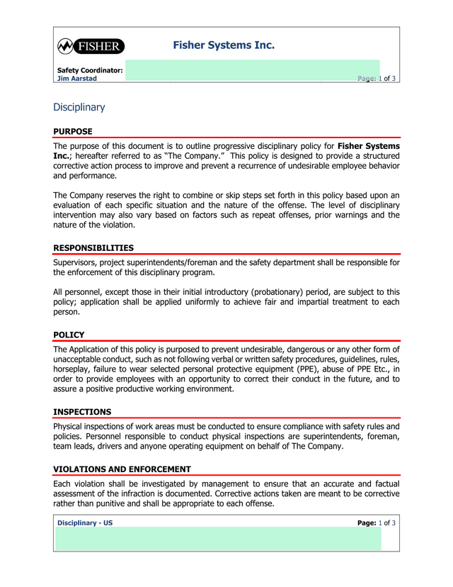 Disciplinary Policy screenshot