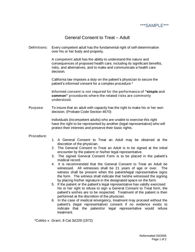 General Consent To Treat  Adult screenshot